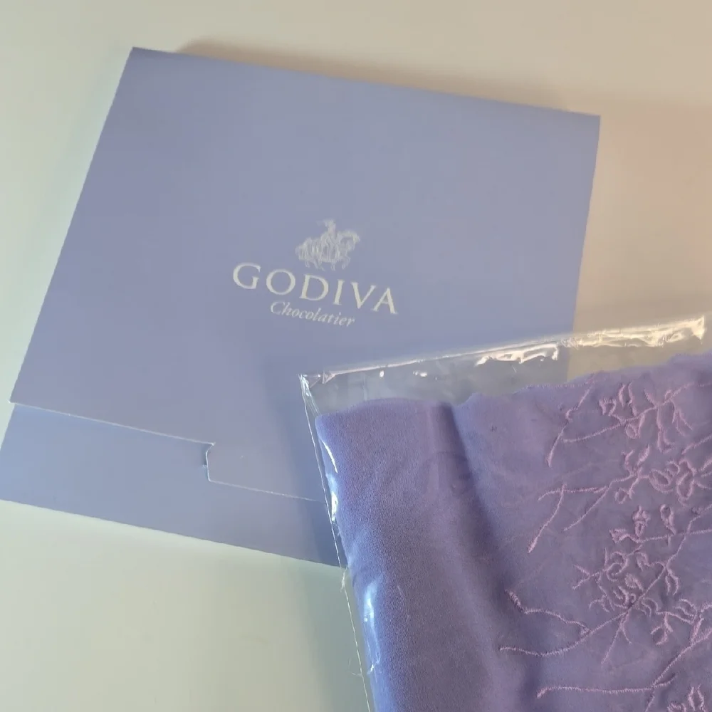 NIB Lavender Floral Embroidered Silk Sheer Scarf Exclusive